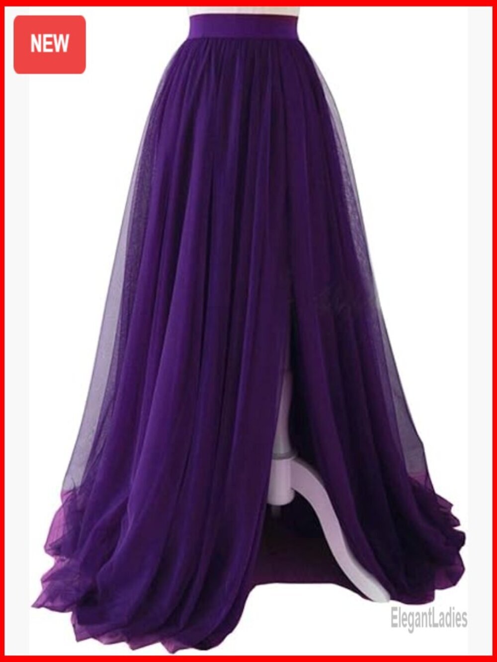 Long Floor Tulle Skirt with Elastic Waist, 3 Layers, Prom Party Evening Wear